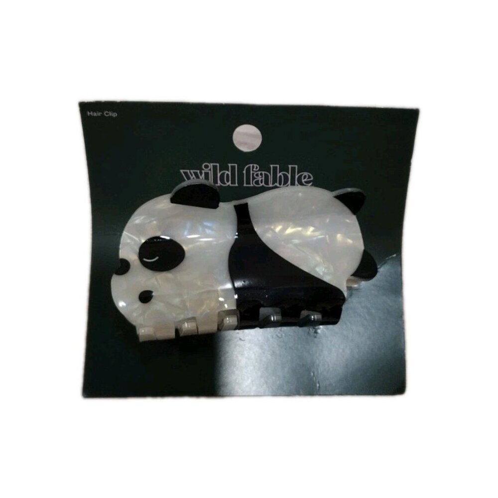 Wild Fable Hair Clip Black Silver Sparkle Panda Claw Women's